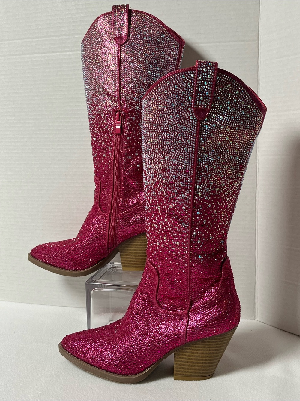 Forever Pink Rhinestone Western Cowboy Boots Size 8